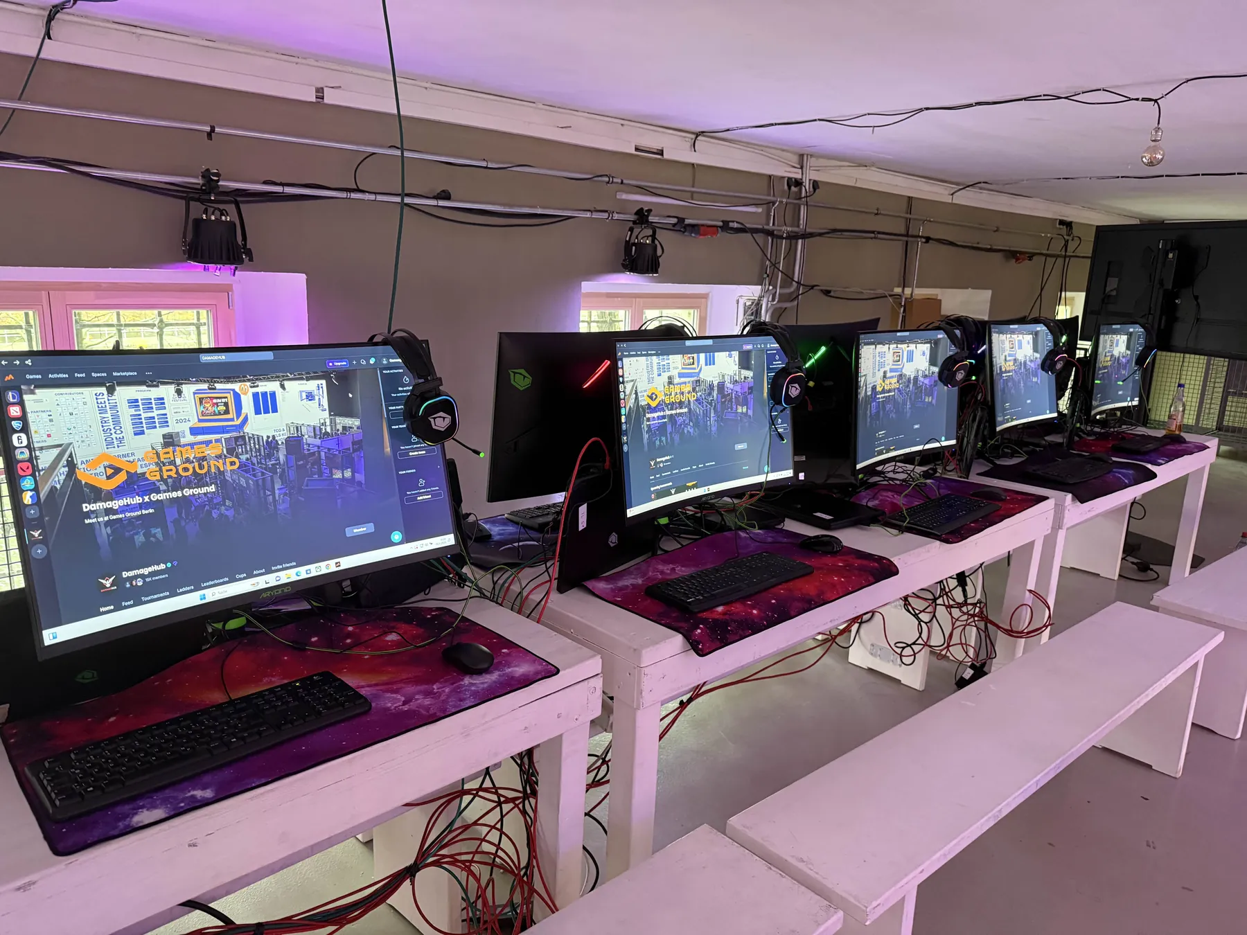 Rows of stations in the LAN area at Games Ground Berlin